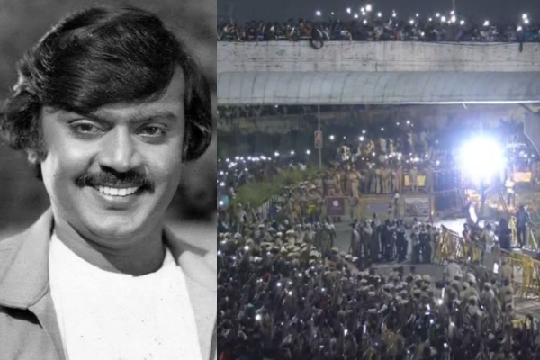 Captain Vijayakanths body is placed in Sandalwood ark