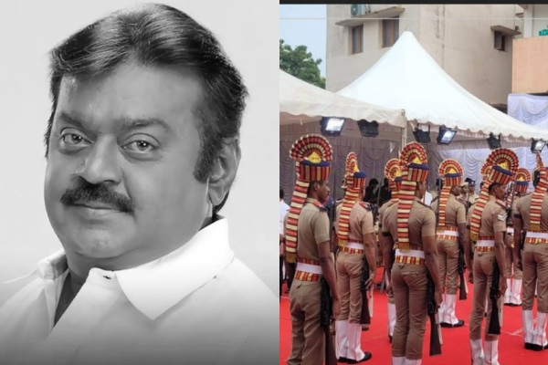 Vijayakanths body was buried with in Full state honors 