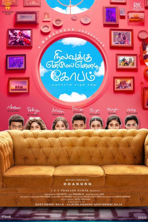 Actor Dhanushs DD3 movie named as Nilavuku En Mel Ennadi kobam