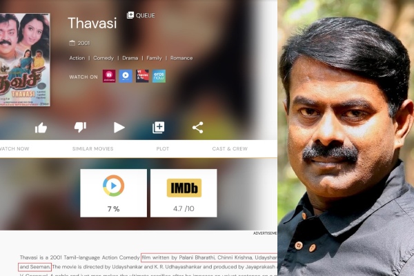 Did Seeman write dialogues for Vijayakanths thavasi movie? 