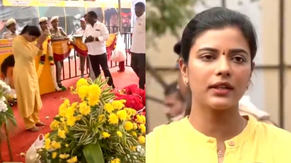 Netizens trolled Aishwarya Rajesh after offering prayer at Vijayakanth memorial place