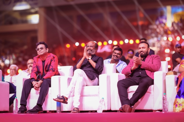 Rajinikanth and AR Rahman looks cool at Lal Salaam Audio Launch