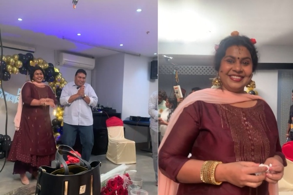 Vijay TV bigg boss 7 contestant Vichitra celebrates her elimination with Party