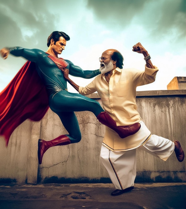  Rajini: Rajini clashing with Hollywood super heroes... Thalaivars AI photos are trending