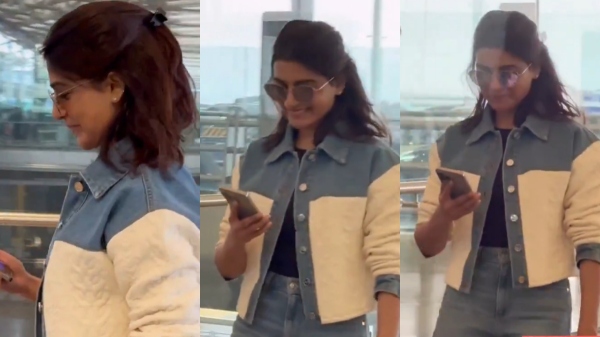 Actress Samantha was snapped at the Hyderabad Airport with Stylish look Actress Samantha was snapped at the Hyderabad Airport with Stylish look