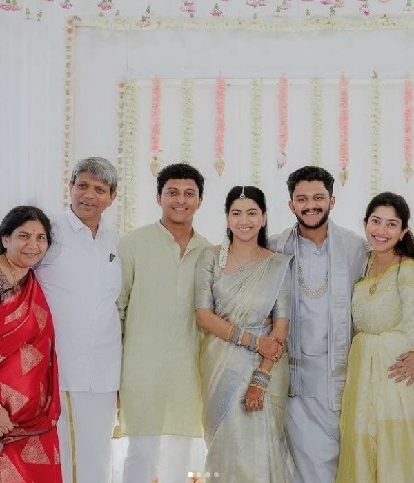 Sai Pallavis Sister Pooja Kannan engagement photos released and its trending in Social Media