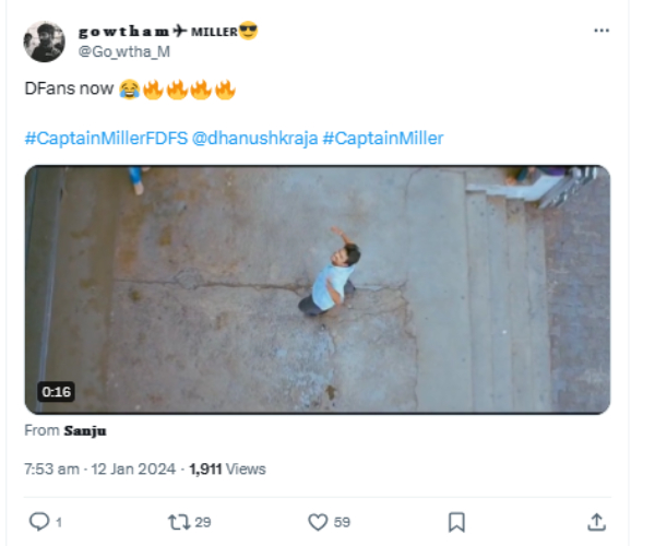 Captain Miller Twitter Review in Tamil 