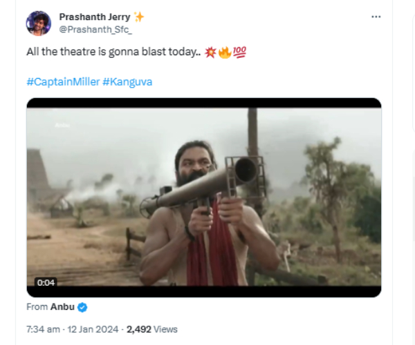 Captain Miller Twitter Review in Tamil 