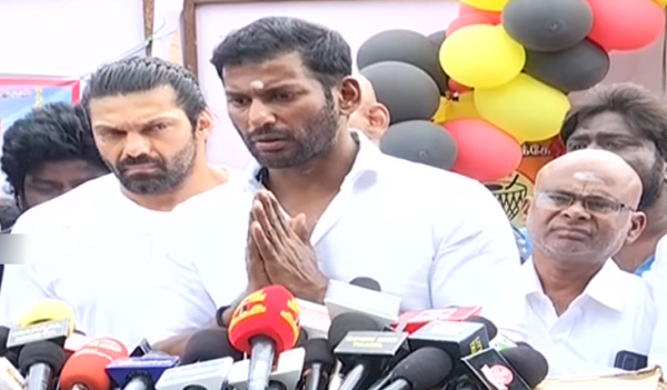 Vishal visits Vijayakanth burial place and asks sorry to not attend the funeral