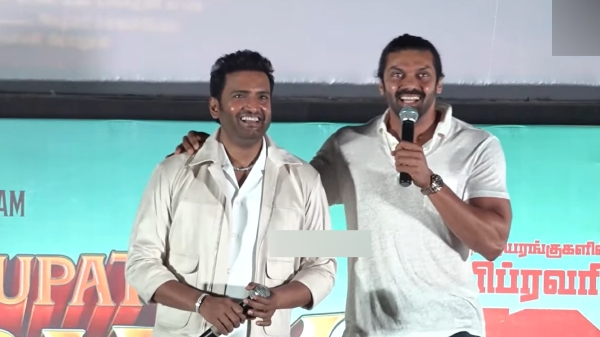 Santhanam says Arya and me bought many debts at Vadakkupatti Ramasamy Audio launch Santhanam says Arya and me bought many debts at Vadakkupatti Ramasamy Audio launch