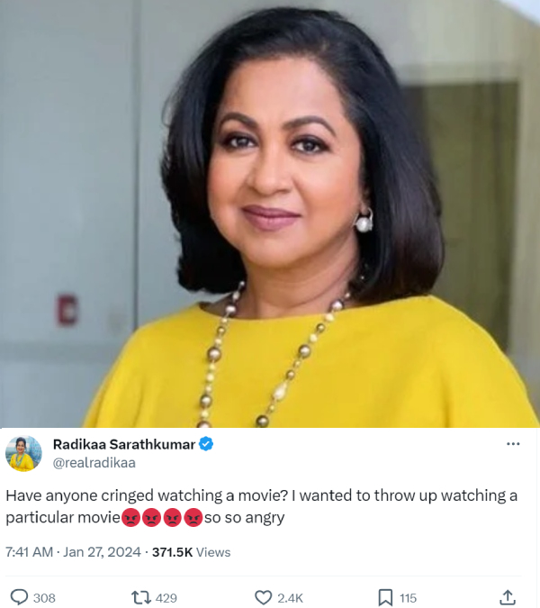 Did Radhika Sarathkumar indirectly attacks Animal movie after its OTT release?