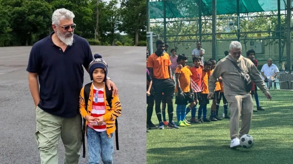 Ajith Kumar playing football like a child photo trending on social media