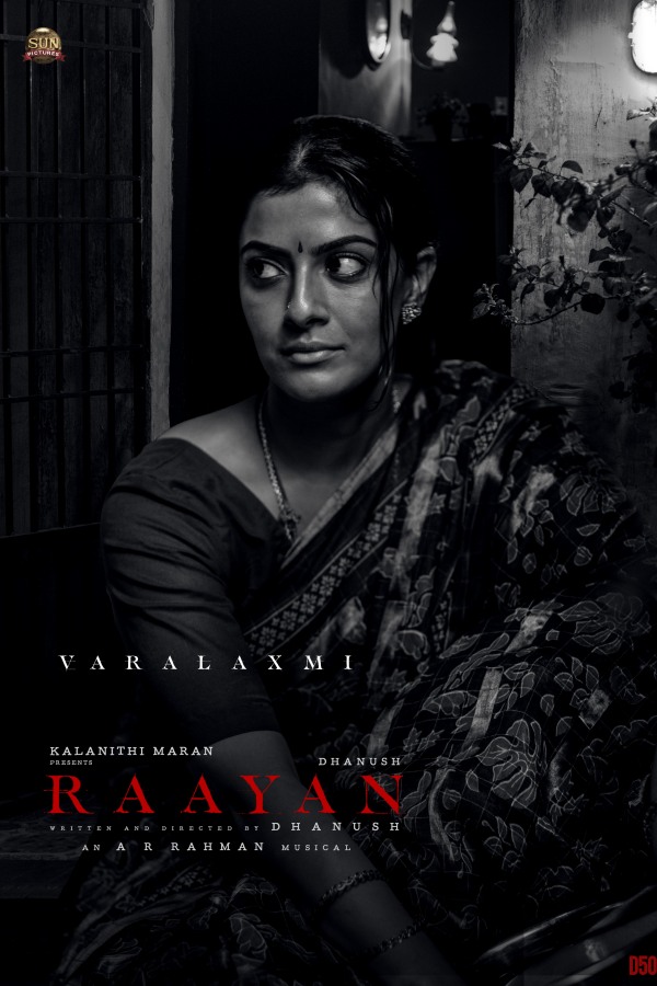 Actress Varalaxmi sarathkumars character look of Raayan movie released