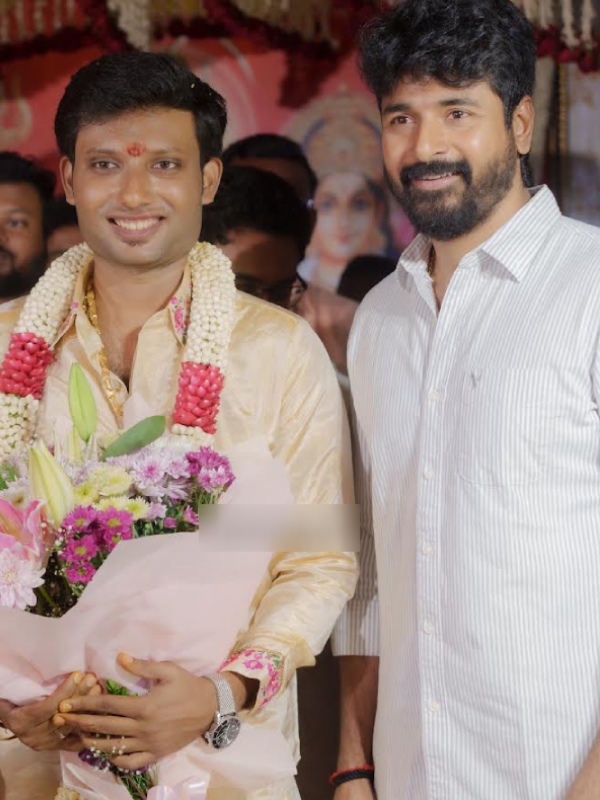 Vijay meets and greets Rohini Theater Owner son Rhevanth Charan after wedding