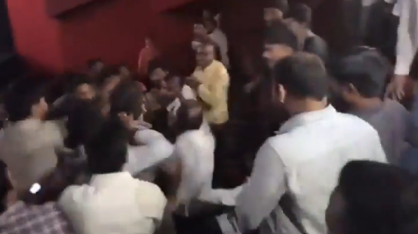 YS Jagan Mohan Reddy fans vs Pawan Kalyan fans fight at Yatra 2 screening YS Jagan Mohan Reddy fans vs Pawan Kalyan fans fight at Yatra 2 screening