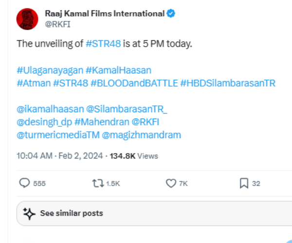 Actor Simbu birthday special.. STR48 movie first look to be released today