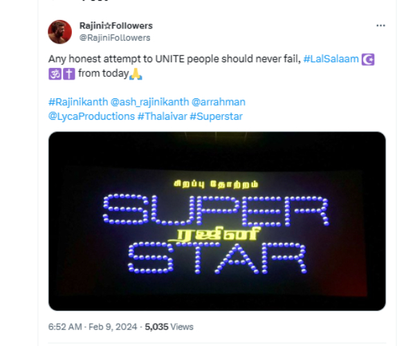  Lal Salaam Review: Netizens gave a positive Twitter review for Rajinikanths Lal Salaam