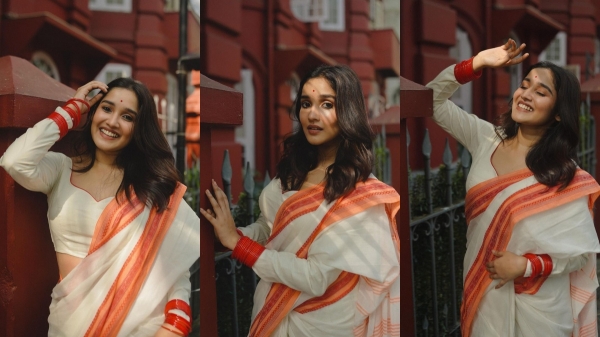 Actress Anikha surendran saree photoshoot trending on instagram