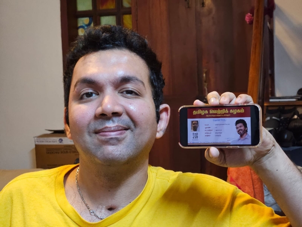 Actor Nassar s son Noorul Hassan Faizal has joined Vijay s party