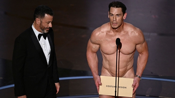 John Cena wears skin colour inner wear while announcing Oscar Award secret leaked John Cena wears skin colour inner wear while announcing Oscar Award secret leaked