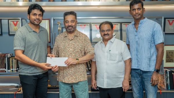Actor Kamal haasan donates One crore rupees for Nadigar Sangam building