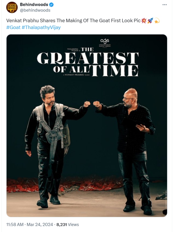 Actor Vijay s The greatest of all time movie first look making photo shared by Director Venkat prabhu