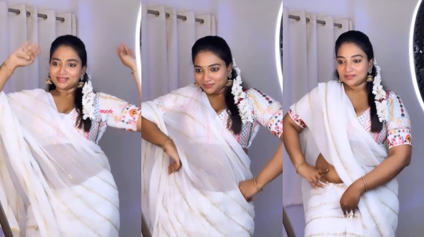 Surya Prabha latest glam reels for Selaiyile Veedu Kattava song goes trending Surya Prabha latest glam reels for Selaiyile Veedu Kattava song goes trending