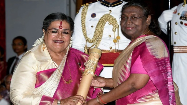 Usha Uthup And Mithun Chakaravarthy Received Padma Bhushan Awards in Rashtrapathy Bhavan Usha Uthup And Mithun Chakaravarthy Received Padma Bhushan Awards in Rashtrapathy Bhavan