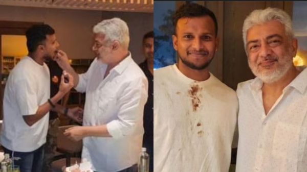 A photo of Ajith feeding Natarajan cake on his birthday is trending