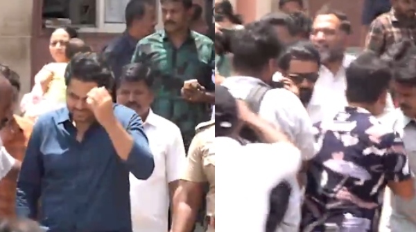 No crowd for Karthi after poll his vote but Suriya get huge