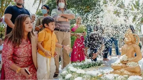 Actor Dhruva Sarja named his children at Chiranjeevi Sarja Samadhi