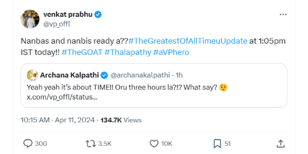 Vijay s GOAT team will give pure Ramzan treat today noon Vijay s GOAT team will give pure Ramzan treat today noon