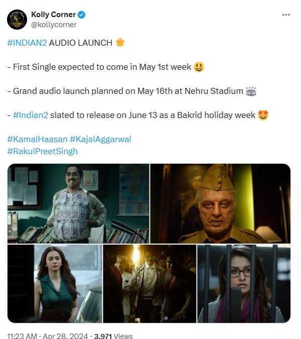 Actor Kamal haasan s Indian 2 movie music launch planned on May 16th in grand manner