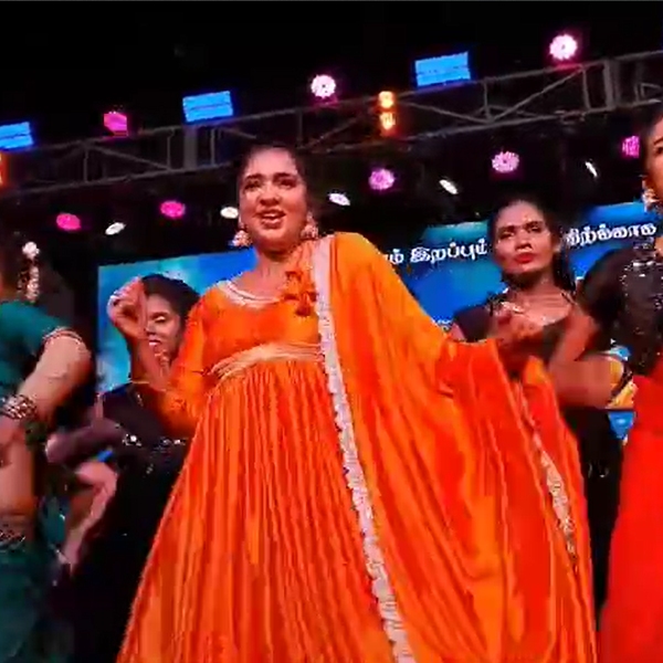 Lakshmi Menon danced at Temple Thiruvizha stage and fans crowded to took selfie with her