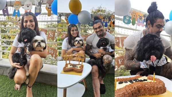 Varalakshmi celebrated her puppies birthday with husband Nicholai