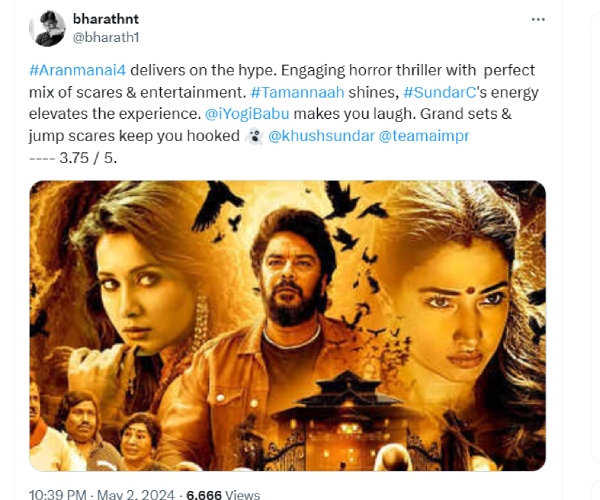 Here are the Sundar C Aranmanai 4 Movie Twitter Review