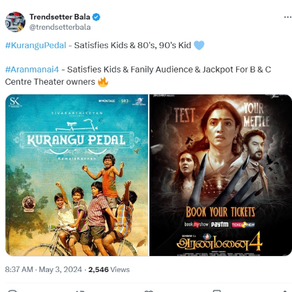 Here are the Sundar C Aranmanai 4 Movie Twitter Review