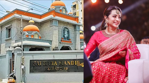 Trisha s visit to Sai Baba Temple is trending on social media