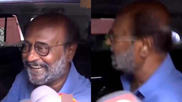 Rajinikanth orders his Car driver to wait and gives respect to Press people