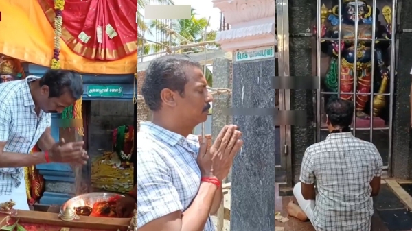 Actor Samuthirakani visits Melmalaiyanur Angalamman temple