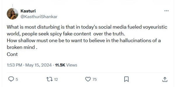 Actress kasthuri talks about suchitra controversy speech