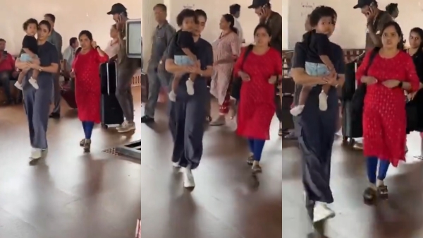 Actress Nayanthara spotted At Kochi Airport with her son Actress Nayanthara spotted At Kochi Airport with her son