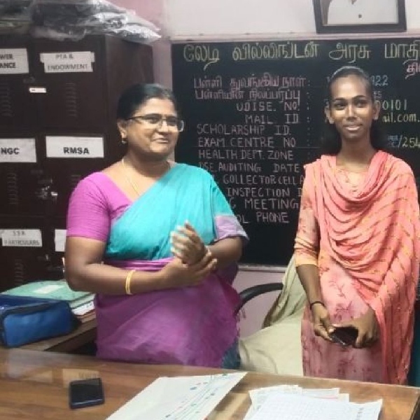 Lawrence Master Gift to Nivedita the first transgender student to pass the 2 examination