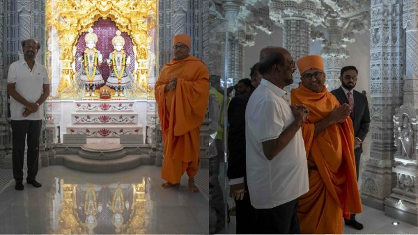 Actor Rajinikanth visits Abu dhabi s Hindu temple Baps hindu mandir