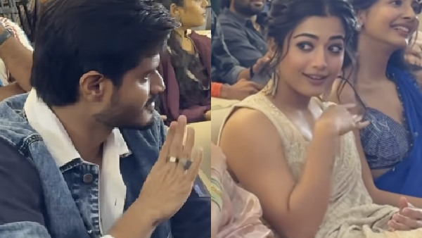 Actress Rashmika mandanna teaches pushpa 2 soseki hook dance step to anand deverakonda