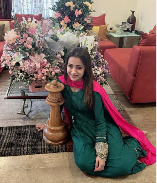Actress Trisha shared her birthday celebration photos with Saibaba photo