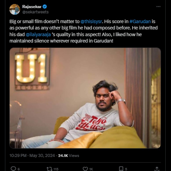 Review  Soori  Garudan  Yuvan Shankar Raja  Sasikumar  Unni Mukundan