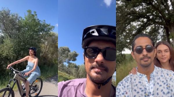 Siddharth and Aditi Rao enjoys cycle ride at Tuscany