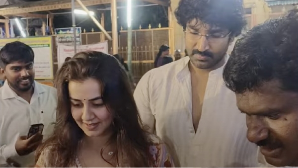 Actor Aadhi Pinisetty Nikki Galrani Madurai MeenakshiTemple