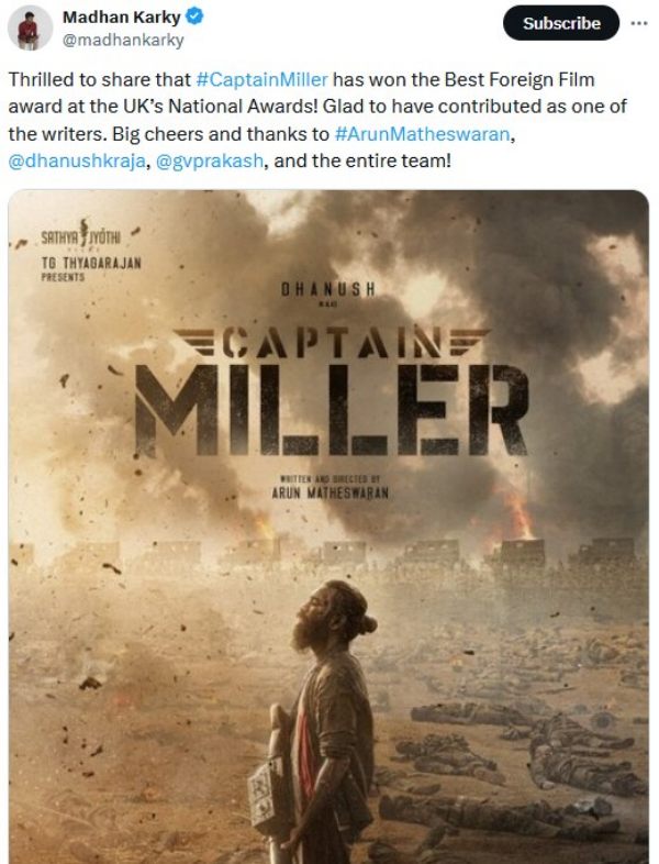 Dhanush Captain miller Arun madheswaran